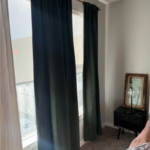 Pottery Barn Dark Green Blackout Curtain Panels x 3 - 50” x 96”